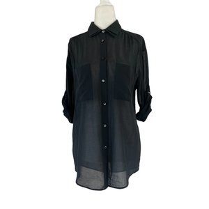 Maison Martin Margiela Black Linen Cotton Button Up Blouse